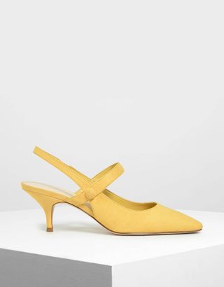 Charles 
Keith + Square Toe Mary Jane Slingback Heels