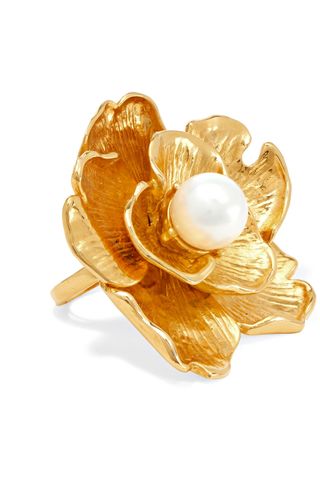Kenneth Jay Lane + Gold-Tone Faux Pearl Ring