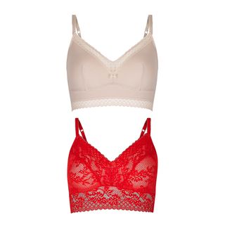 Marks & Spencer + 2 Pack Lace Embroidered Non-Padded Bralettes