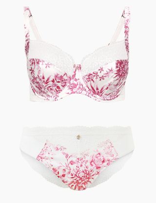 Marks & Spencer + Rosie for Autograph Silk & Lace Set with Non-Padded Balcony Bra