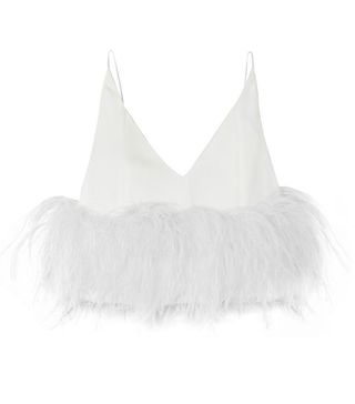 16Arlington + Feather-Trimmed Crepe Camisole