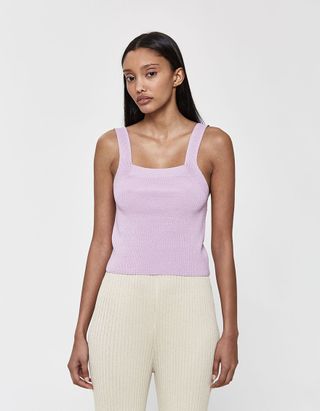 Mijeong Park + Strap Knit Top in Lilac