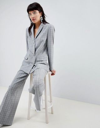 ASOS + Tailored Mansy Check Wide Leg Pants
