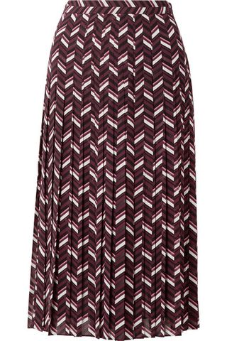 Michael Kors + Pleated Printed Georgette Midi Skirt