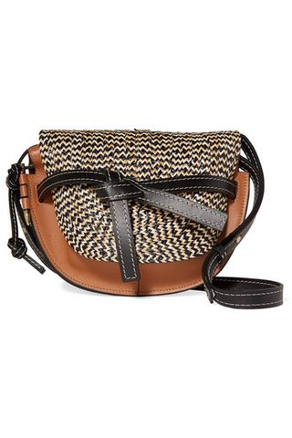 Loewe + Gate Small Woven Raffia and Leather Shoulder Bag