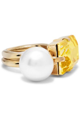 Dries Van Noten + Gold-Tone, Faux Pearl and Crystal Ring