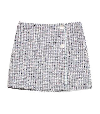 Topshop + Silver Button Bouclé Skirt