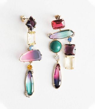 & Other Stories + Rainbow Rhinestone Hanging Earrings