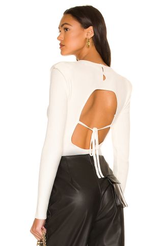 Astr the Label + Felice Sweater Bodysuit in Off White