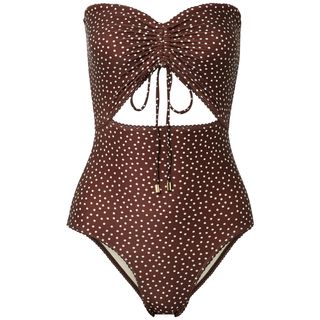 Peony + Cutout Ruched Polka-Dot Swimsuit
