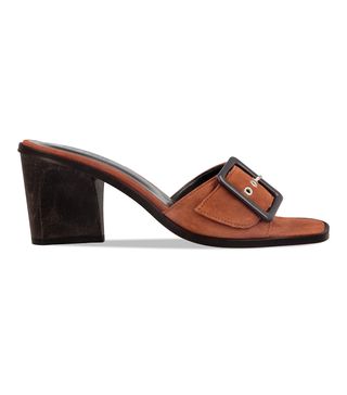 By Far + Sylvia Brown Suede Leather Mules