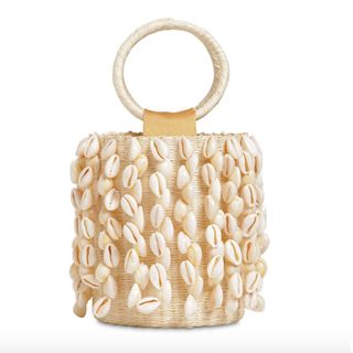 Sensi Studio + Mini Embellished Straw Bucket Bag
