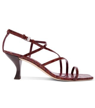 Staud + Gita Croc-Effect Leather Sandals