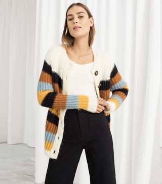 & Other Stories + Striped Wool Blend Cardigan