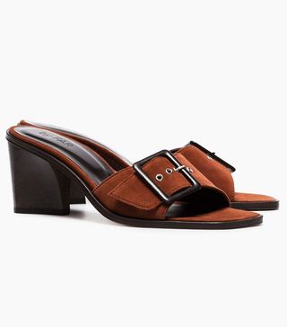 By Far + Brown Silvia 65 Suede Buckle Mules