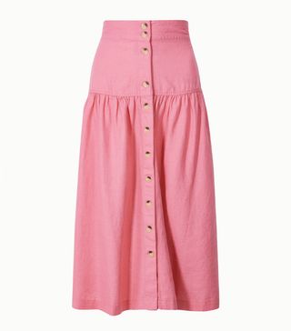 Marks and Spencer Collection + Button Detailed Fit and Flare Midi Skirt