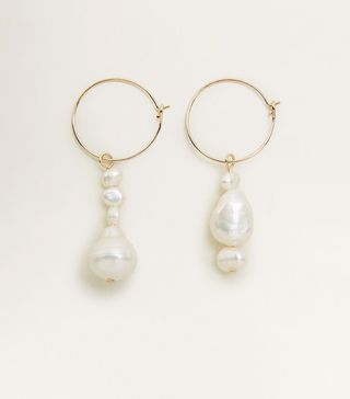 Mango + Natural Pearl Hoop Earrings