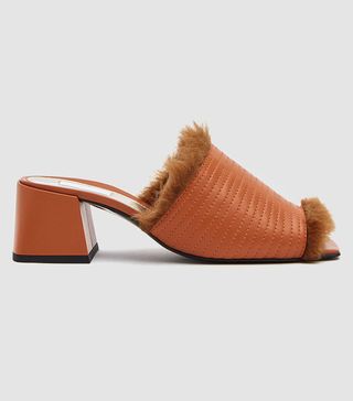Suzanne Rae + Fur Lined Heeled Sandal in Pumpkin