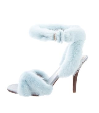 Valentino + Mink 2017 Fur Ankle Strap Sandals