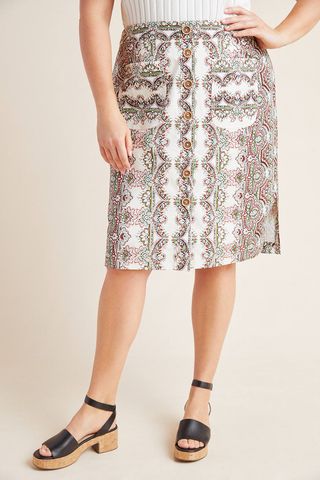 Maeve + Kaleidoscope Button-Front Pencil Skirt