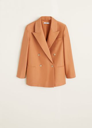 Mango + Double-Breasted Structured Blazer