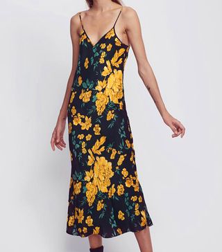 Silk Laundry + 90s Silk Slip Dress Yellow Flora