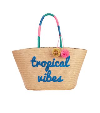 Time & Tru + Tropical Vibes Large Straw Tote