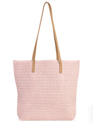 Time and Tru + Blush Packable Straw Tote