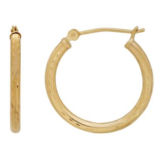 Simply Gold + 10KT Yellow Gold Diamond-Cut Hoop Earrings