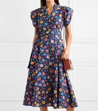 LHD + Glades Belted Floral-Print Stretch-Cotton Broadcloth Midi Dress