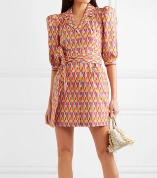 LHD + Casita Belted Printed Stretch-Cotton Broadcloth Midi Dress