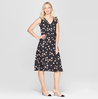 Who What Wear x Target + Sleeveless Ruffle Detail Wrap Maxi Dress