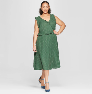 Who What Wear x Target + Sleeveless Ruffle Detail Wrap Maxi Dress