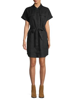 Lord & Taylor + Tie-Front Short-Sleeve Dress