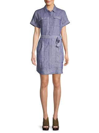 Lord & Taylor + Tie-Front Short-Sleeve Dress