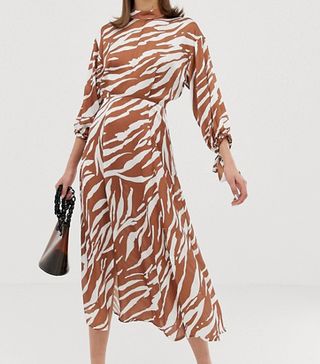 ASOS + Zebra Print Midi Dress