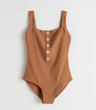 & Other Stories + Ribbed Button-Up Swimsuit