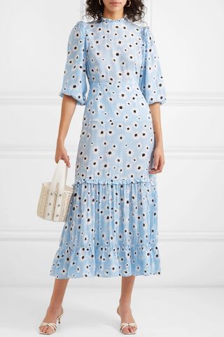 Rixo + Monet Ruffled Floral-Print Cotton and Silk-Blend Dress
