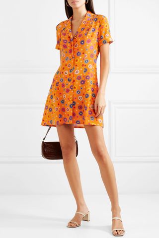 LHD + Clemenceau Floral-Print Silk Crepe de Chine Mini Dress