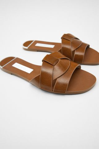 Zara + Crossed Leather Slides