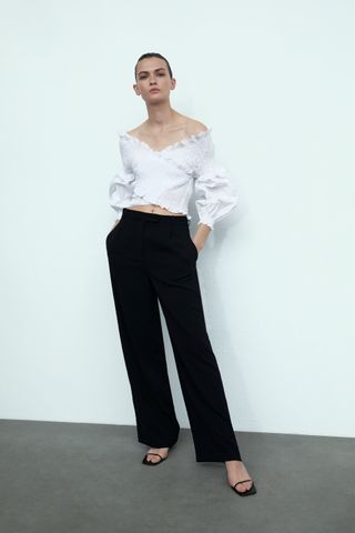 Zara + Cropped Top With Elastic Detail