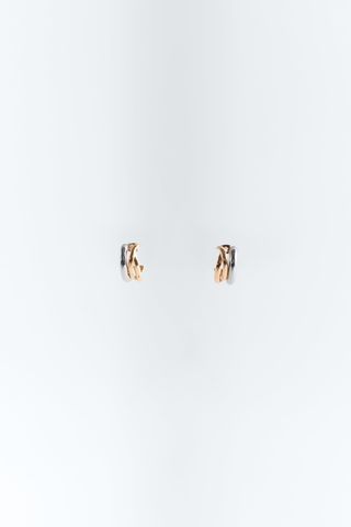 Zara + Contrasting Double Hoop Earrings