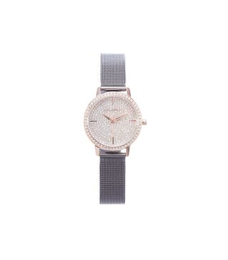 Vince Camuto + Crystal-Dial Mesh-Band Watch