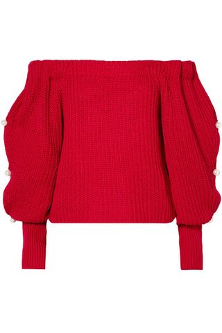 Hellessy + Vessel Off-the-Shoulder Embellished Cotton Sweater