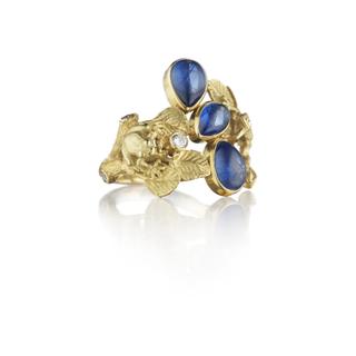 Anthony Lent + Cabochon Sapphire Tree Frog Ring
