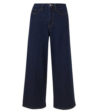 Marks and Spencer + Wide-Leg Mid-Rise Cropped Jeans