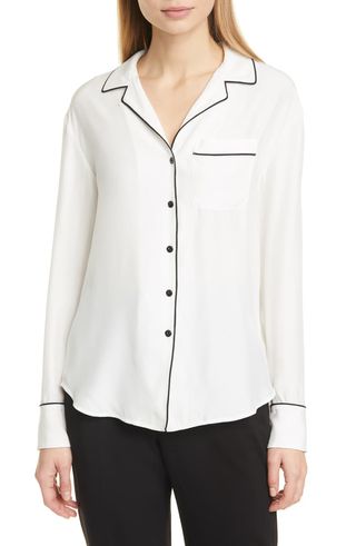 Rag & Bone + Luca Long Sleeve Silk Charmeuse PJ Top