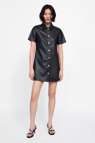 Zara + Faux Leather Dress