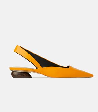 Zara + Leather Slingbacks With Wood Heels