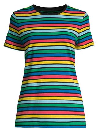 Lord & Taylor + Rainbow Striped Short Sleeve Top